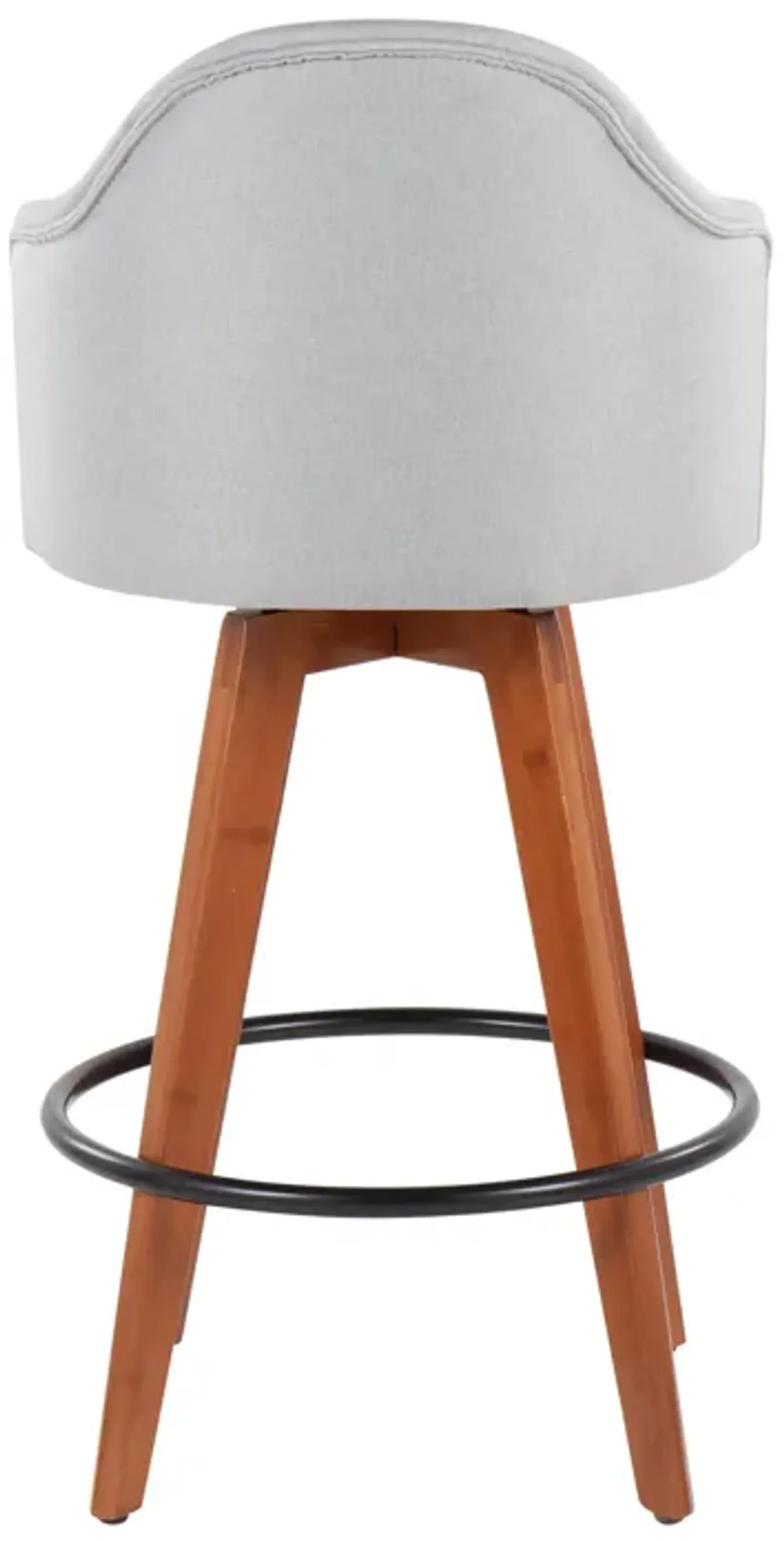 Ahoy - Contemporary Fixed Height Counter Stool With Bamboo Round Footrest (Set of 2)