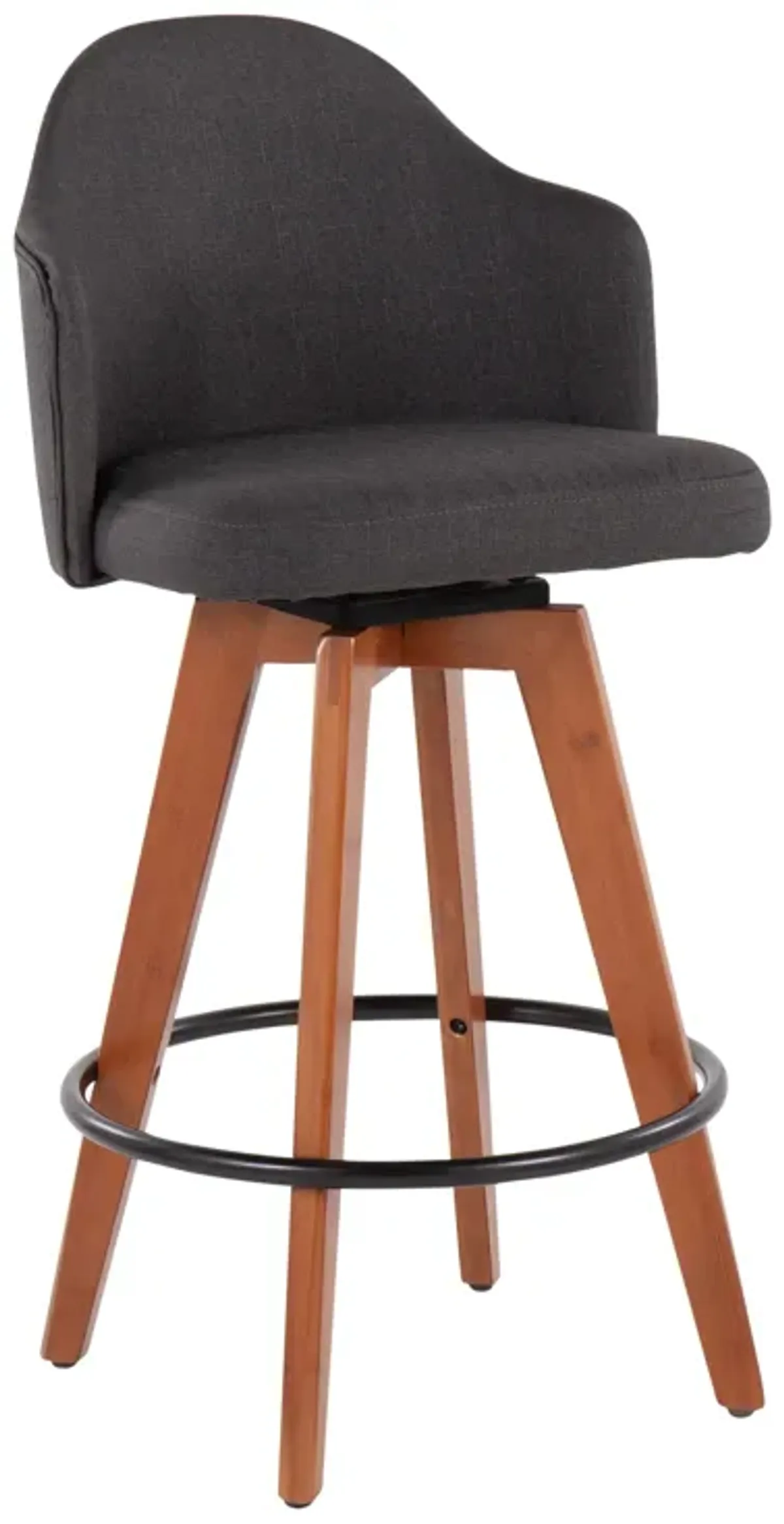 Ahoy - Contemporary Fixed Height Counter Stool With Bamboo Round Footrest (Set of 2)