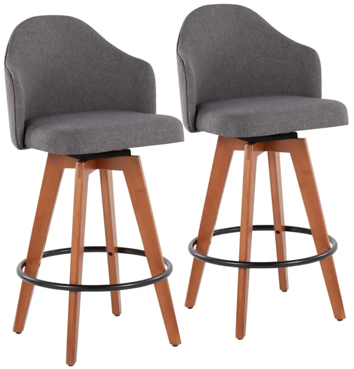 Ahoy - Contemporary Fixed Height Counter Stool With Bamboo Round Footrest (Set of 2)