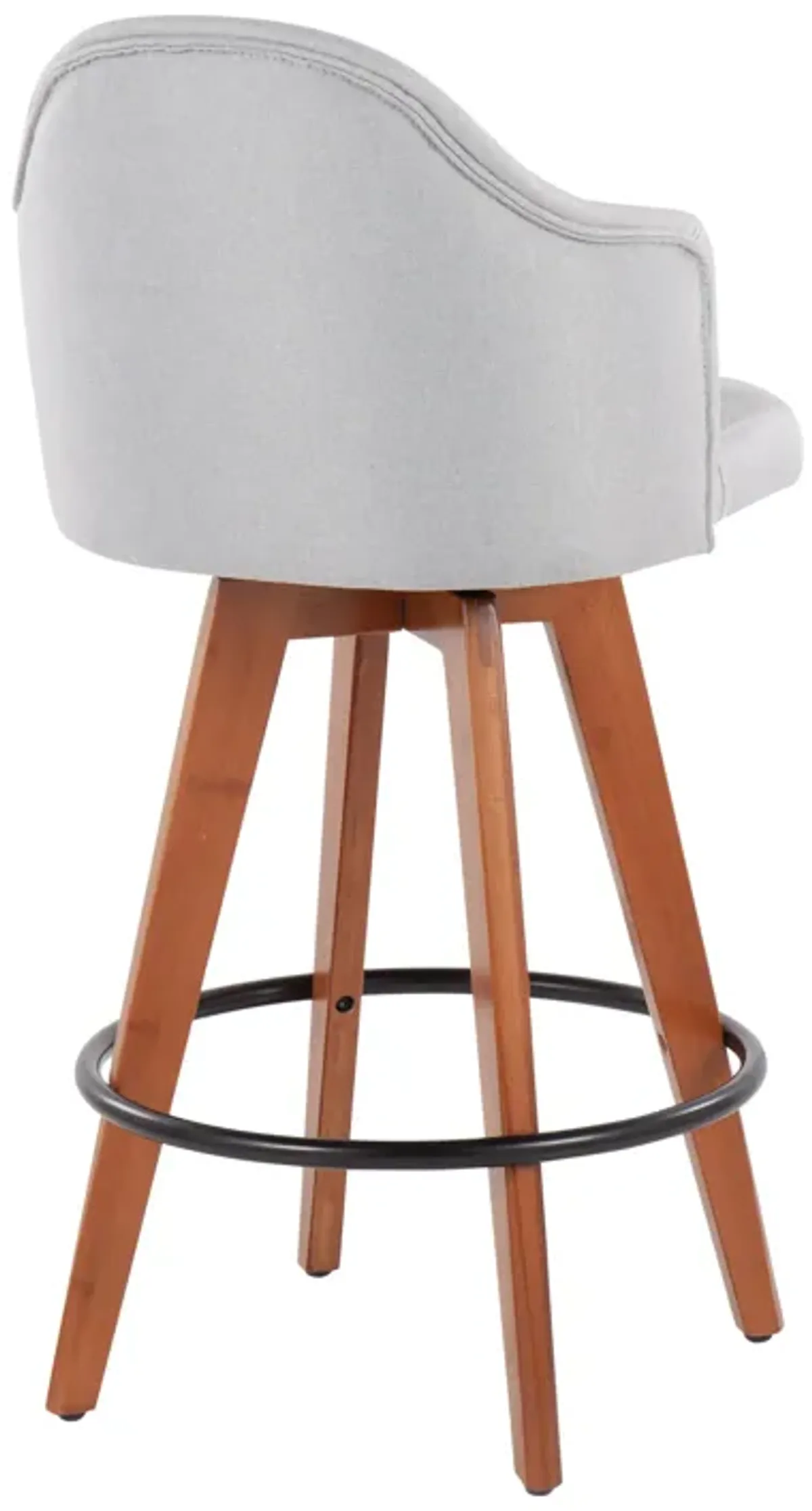 Ahoy - Contemporary Fixed Height Counter Stool With Bamboo Round Footrest (Set of 2)