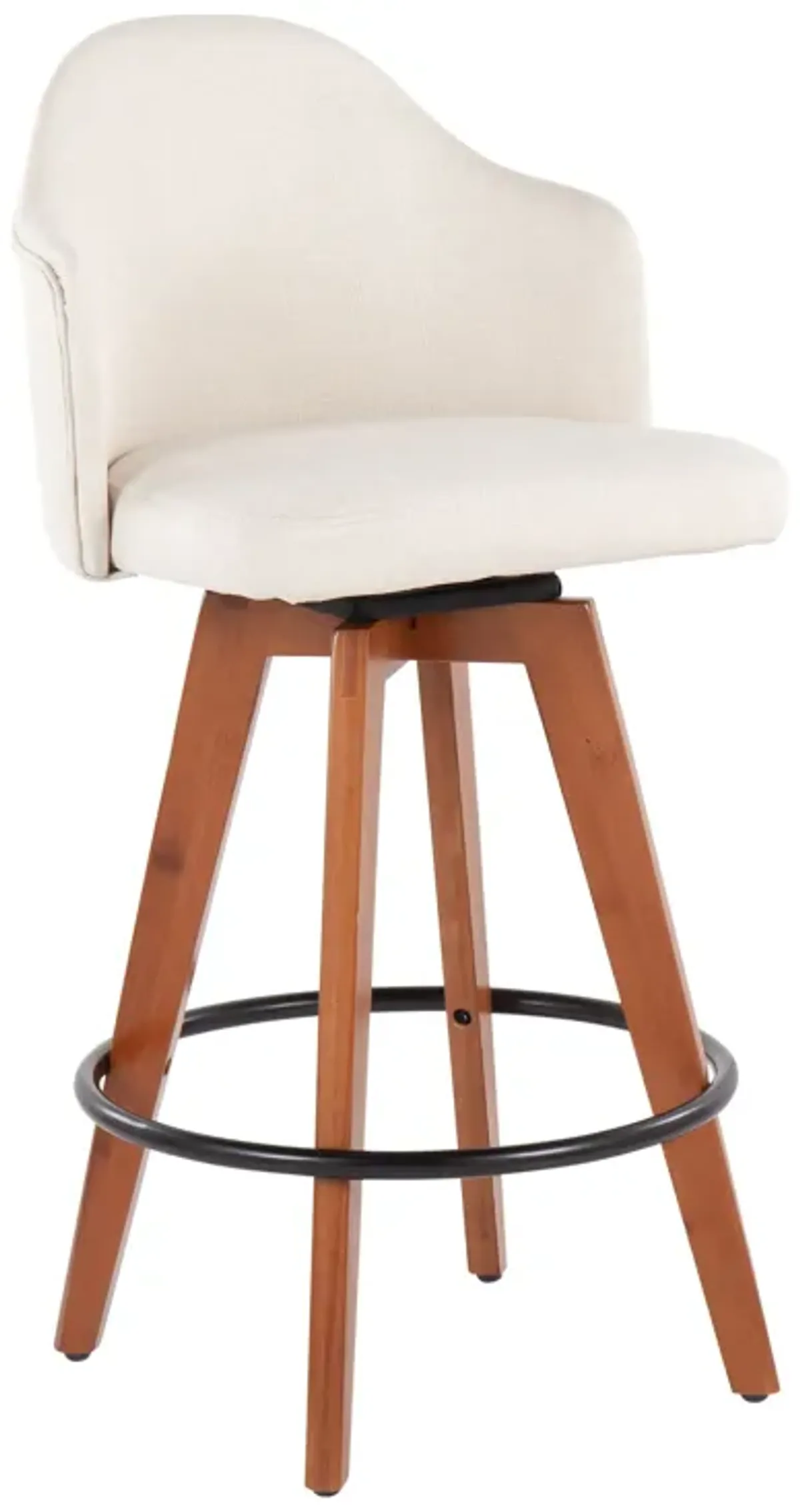 Ahoy - Contemporary Fixed Height Counter Stool With Bamboo Round Footrest (Set of 2)