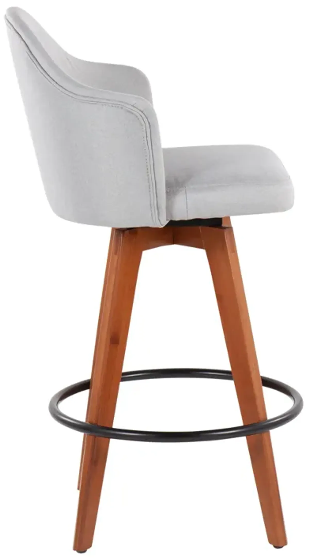 Ahoy - Contemporary Fixed Height Counter Stool With Bamboo Round Footrest (Set of 2)