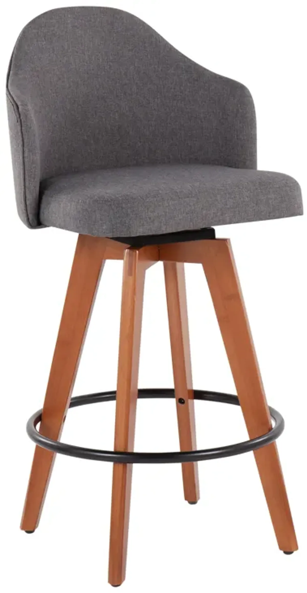 Ahoy - Contemporary Fixed Height Counter Stool With Bamboo Round Footrest (Set of 2)