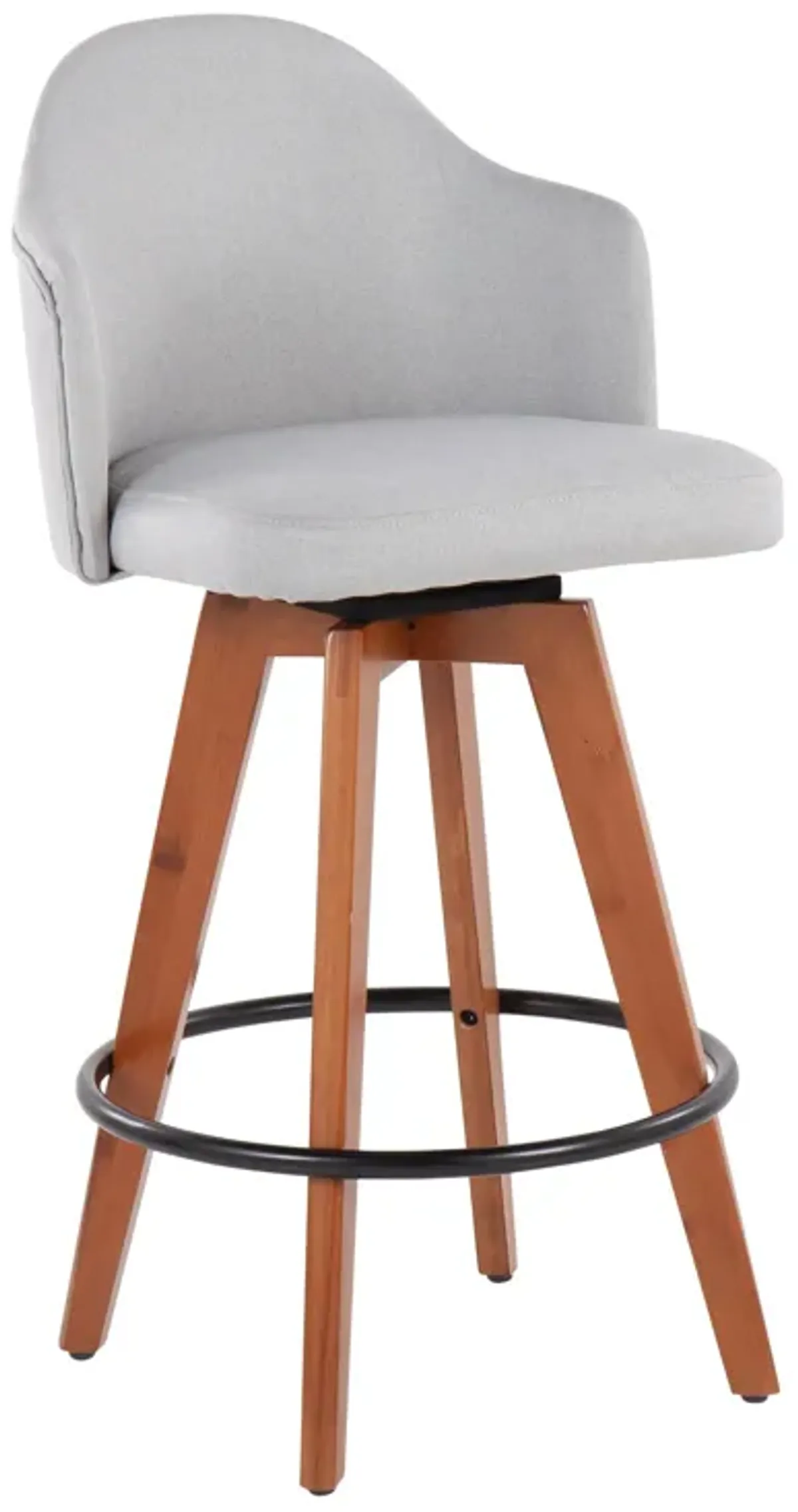 Ahoy - Contemporary Fixed Height Counter Stool With Bamboo Round Footrest (Set of 2)