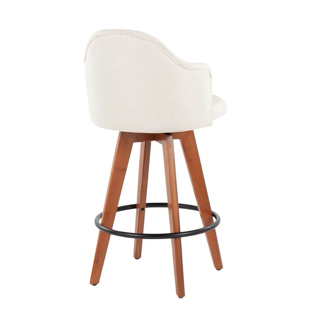 Ahoy - Contemporary Fixed Height Counter Stool With Bamboo Round Footrest (Set of 2)