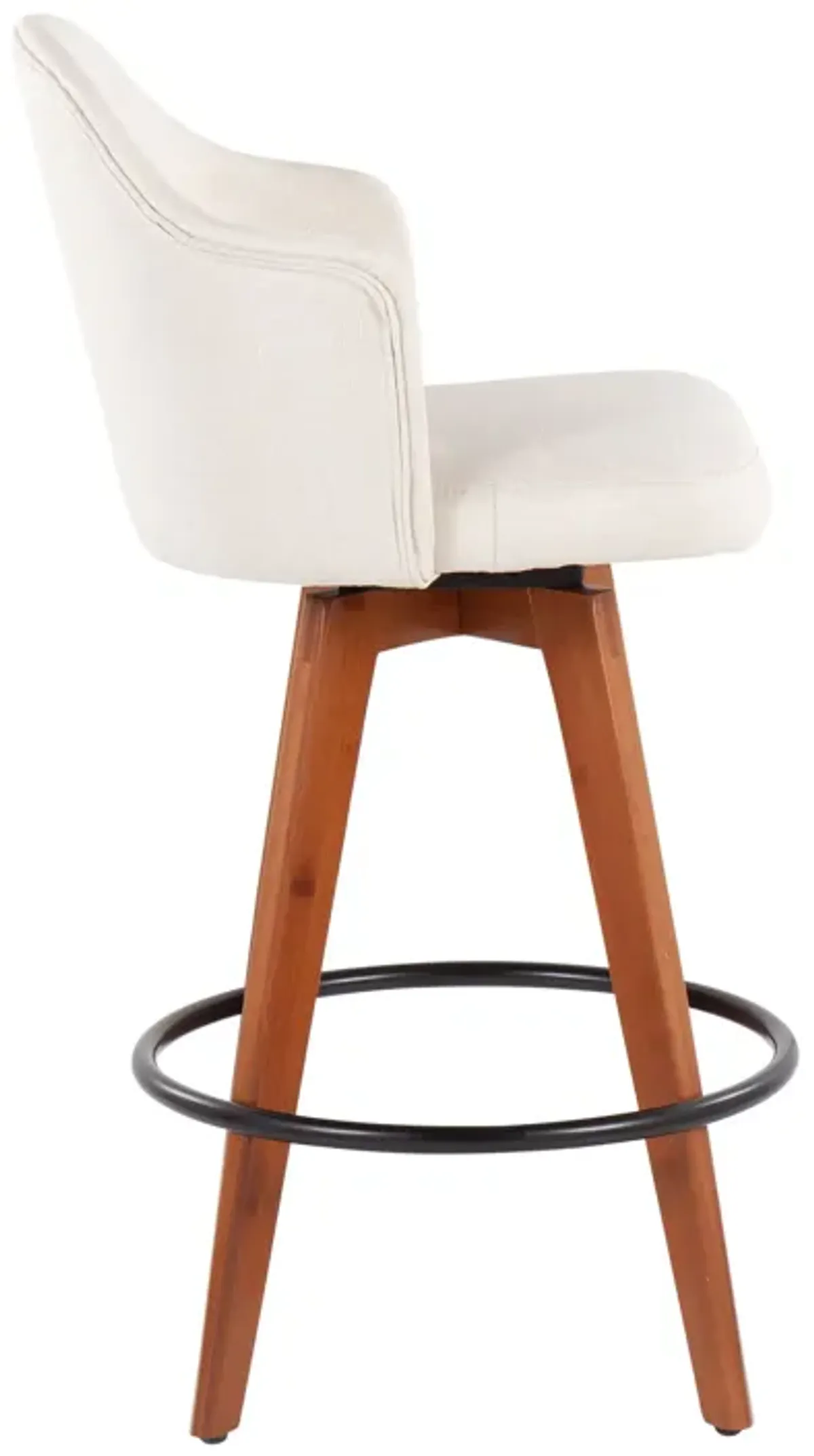 Ahoy - Contemporary Fixed Height Counter Stool With Bamboo Round Footrest (Set of 2)