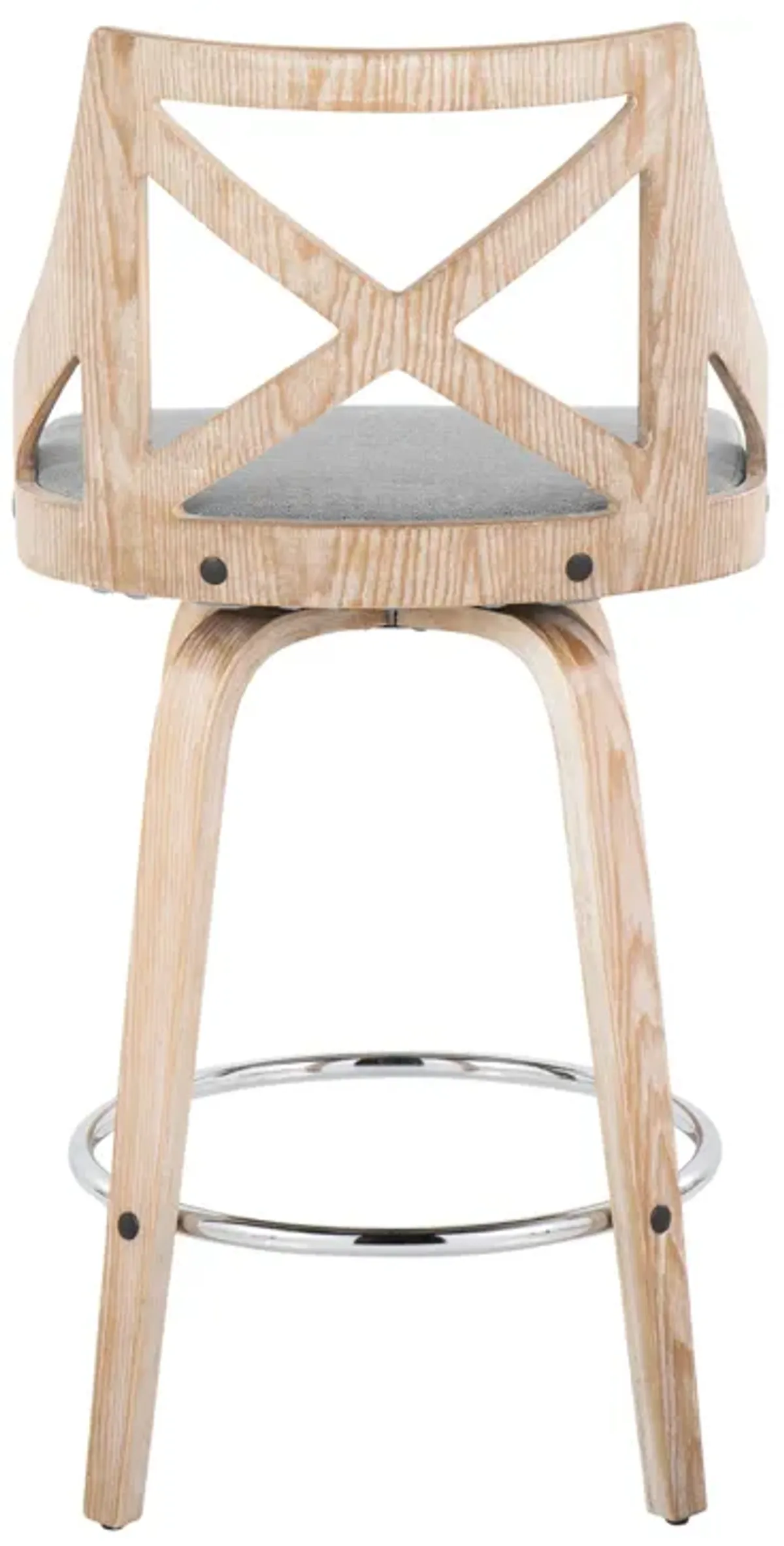 Charlotte - Farmhouse Fixed Height Counter Stool With Swivel Round Footrest (Set of 2)