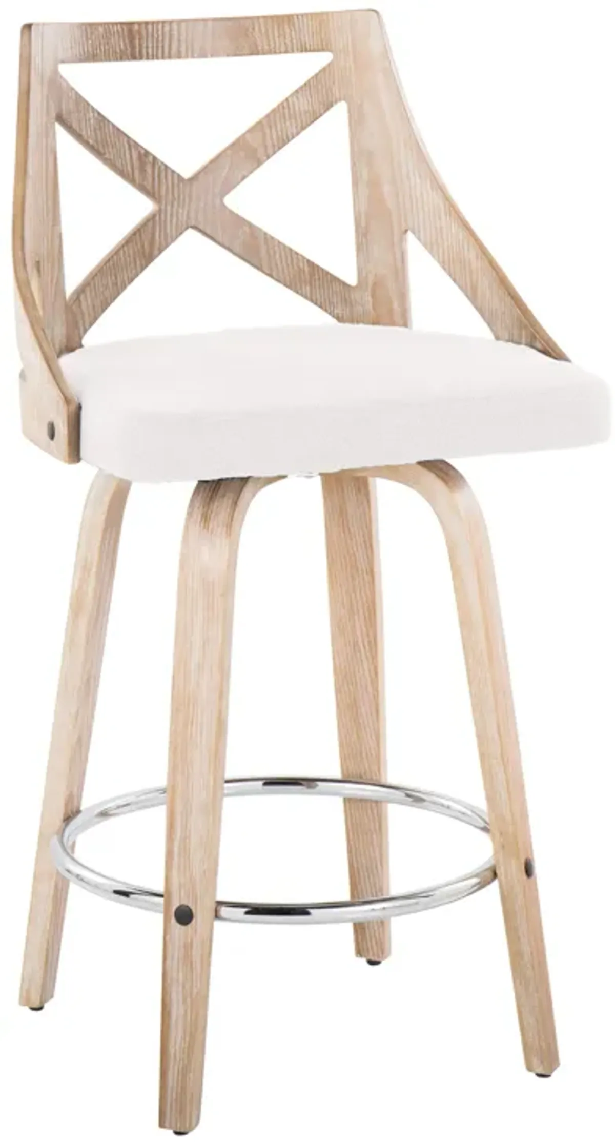 Charlotte - Farmhouse Fixed Height Counter Stool With Swivel Round Footrest (Set of 2)