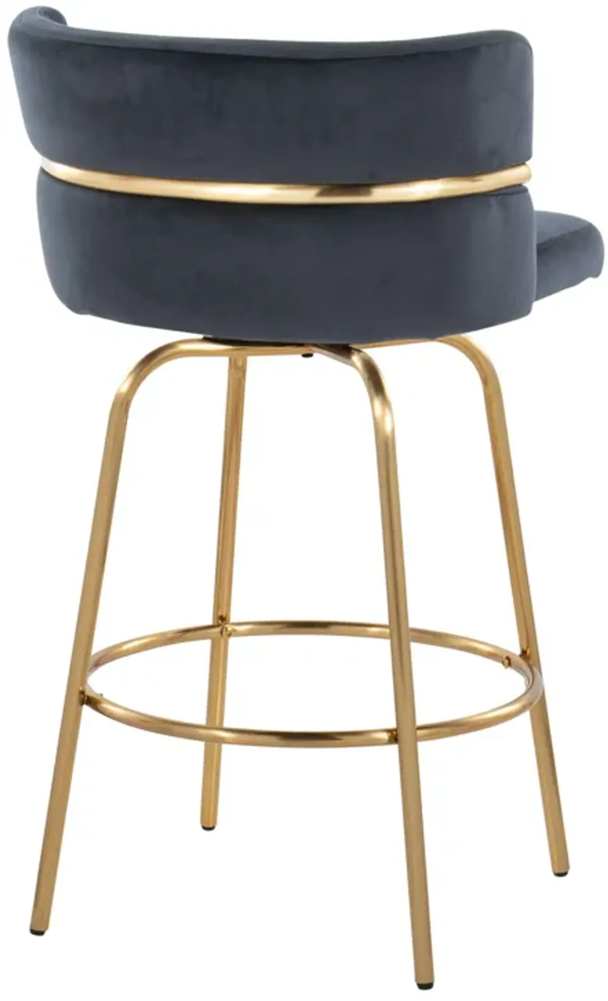 Cinch - Glam / Art Deco Fixed Height Counter Stool With Swivel With Round Footrest (Set of 2)