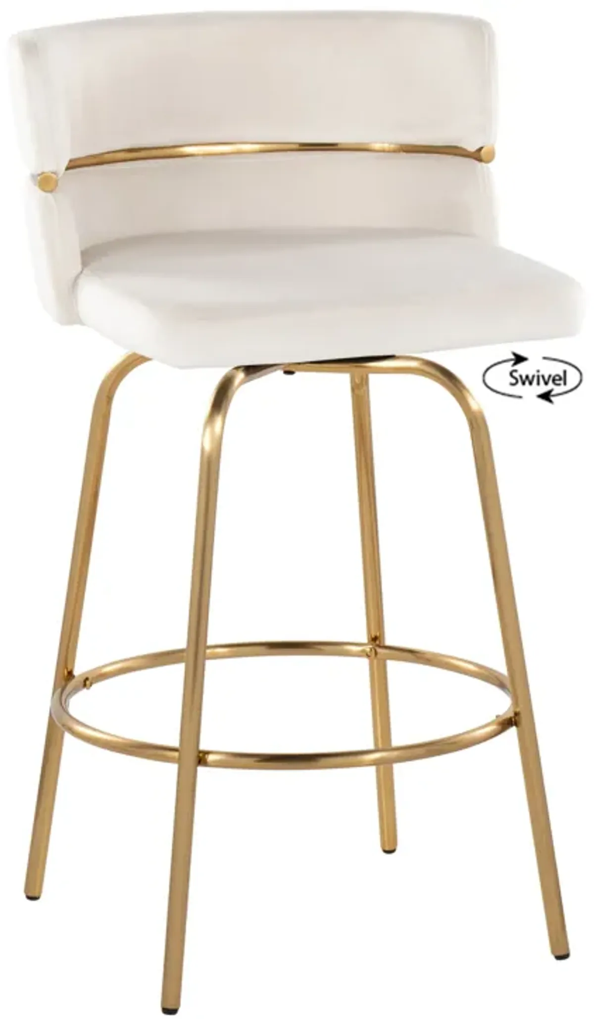 Cinch - Glam / Art Deco Fixed Height Counter Stool With Swivel With Round Footrest (Set of 2)