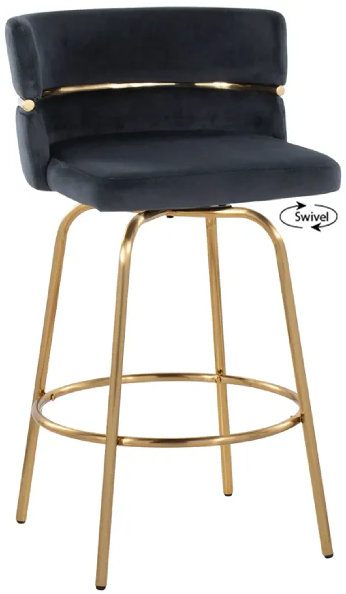 Cinch - Glam / Art Deco Fixed Height Counter Stool With Swivel With Round Footrest (Set of 2)