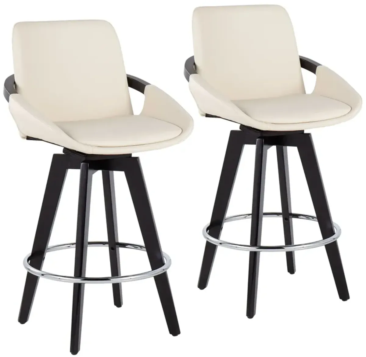 Cosmo - Contemporary Fixed Height Counter Stool With Swivel And Round Footrest (Set of 2)