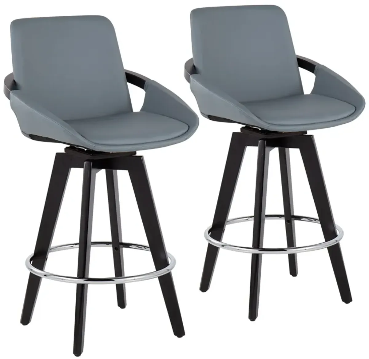 Cosmo - Contemporary Fixed Height Counter Stool With Swivel And Round Footrest (Set of 2)