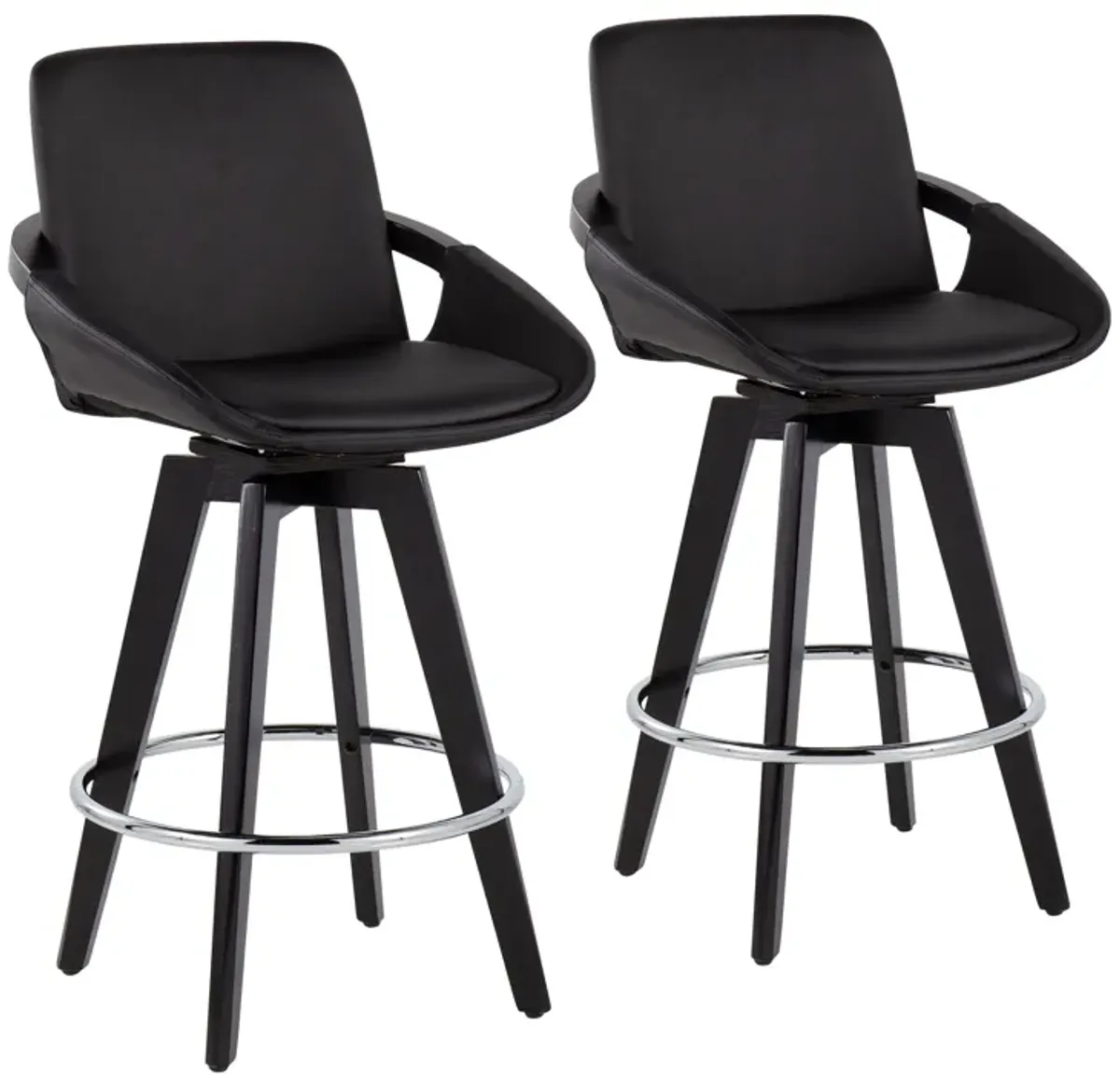 Cosmo - Contemporary Fixed Height Counter Stool With Swivel And Round Footrest (Set of 2)