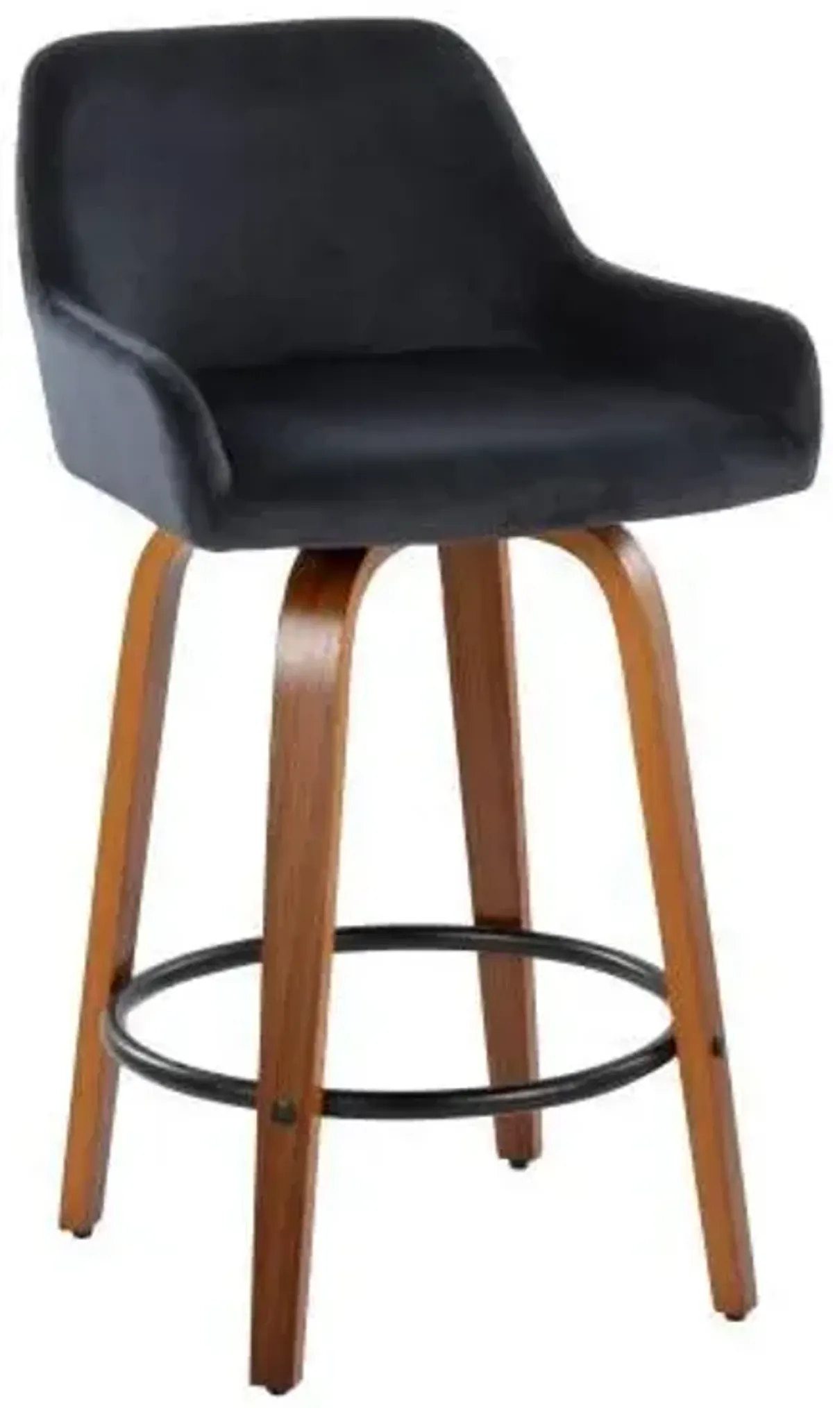 Daniella - Contemporary Fixed Height Counter Stool With Swivel With Round Footrest (Set of 2)