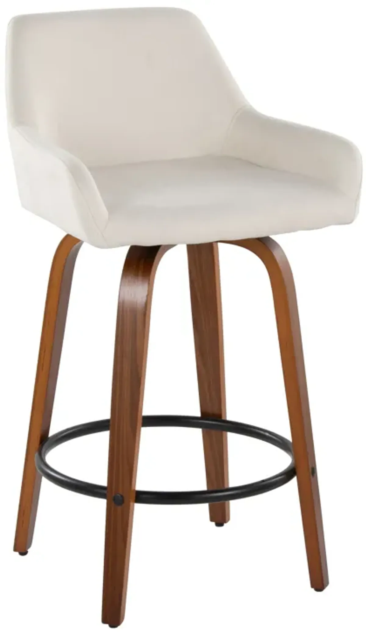 Daniella - Contemporary Fixed Height Counter Stool With Swivel With Round Footrest (Set of 2)