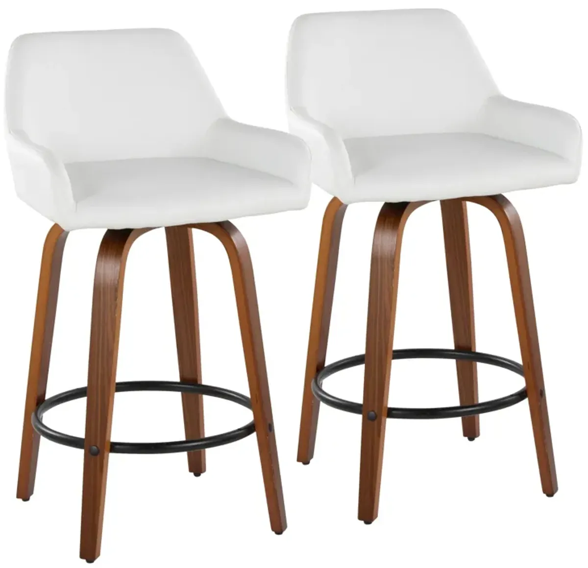 Daniella - Contemporary Fixed Height Counter Stool With Swivel With Round Footrest (Set of 2)