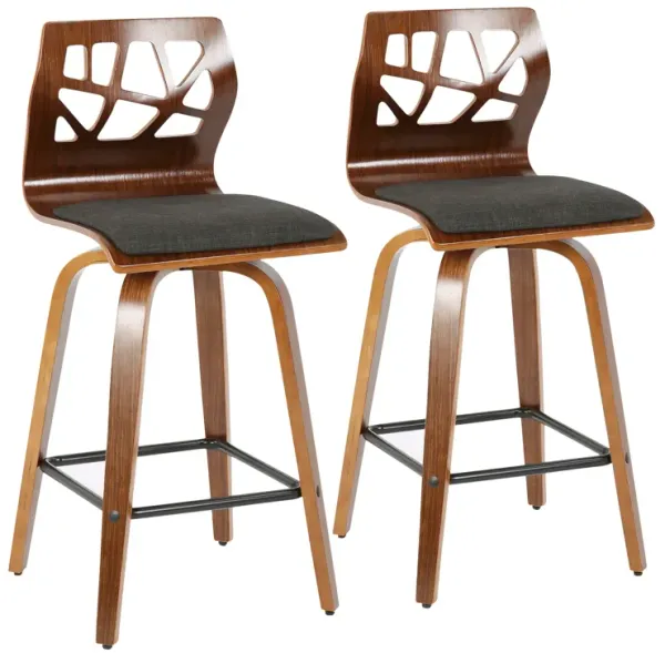 Folia - Mid Century Modern Fixed Height Counter Stool With Swivel (Set of 2)