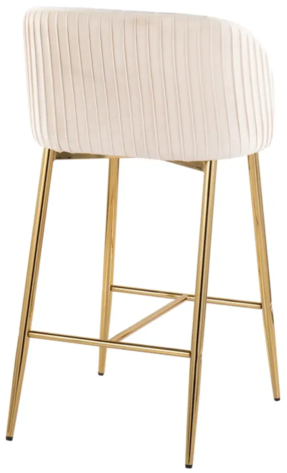 Fran - Pleated Contemporary / Glam Fixed Height Counter Stool (Set of 2)