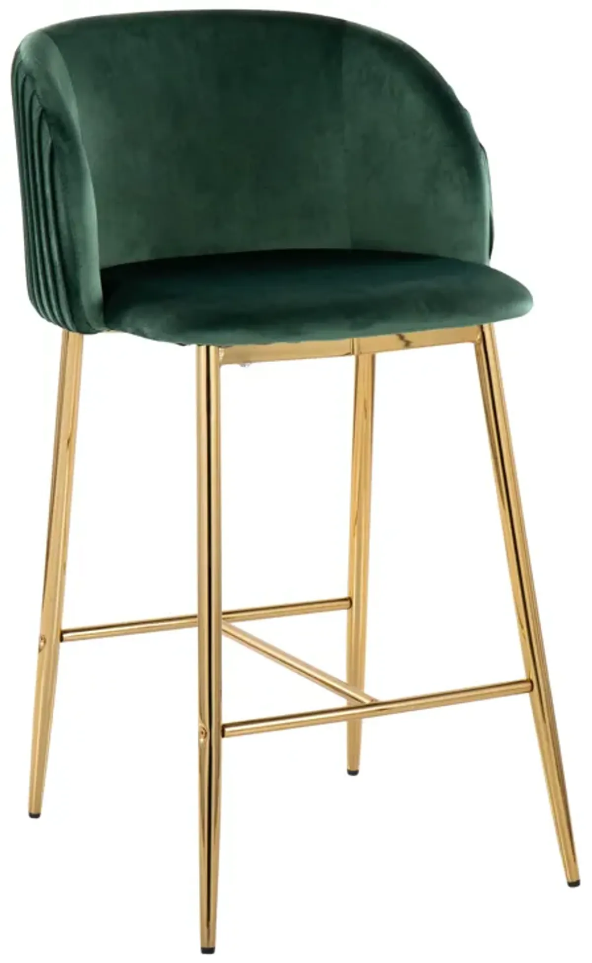 Fran - Pleated Contemporary / Glam Fixed Height Counter Stool (Set of 2)