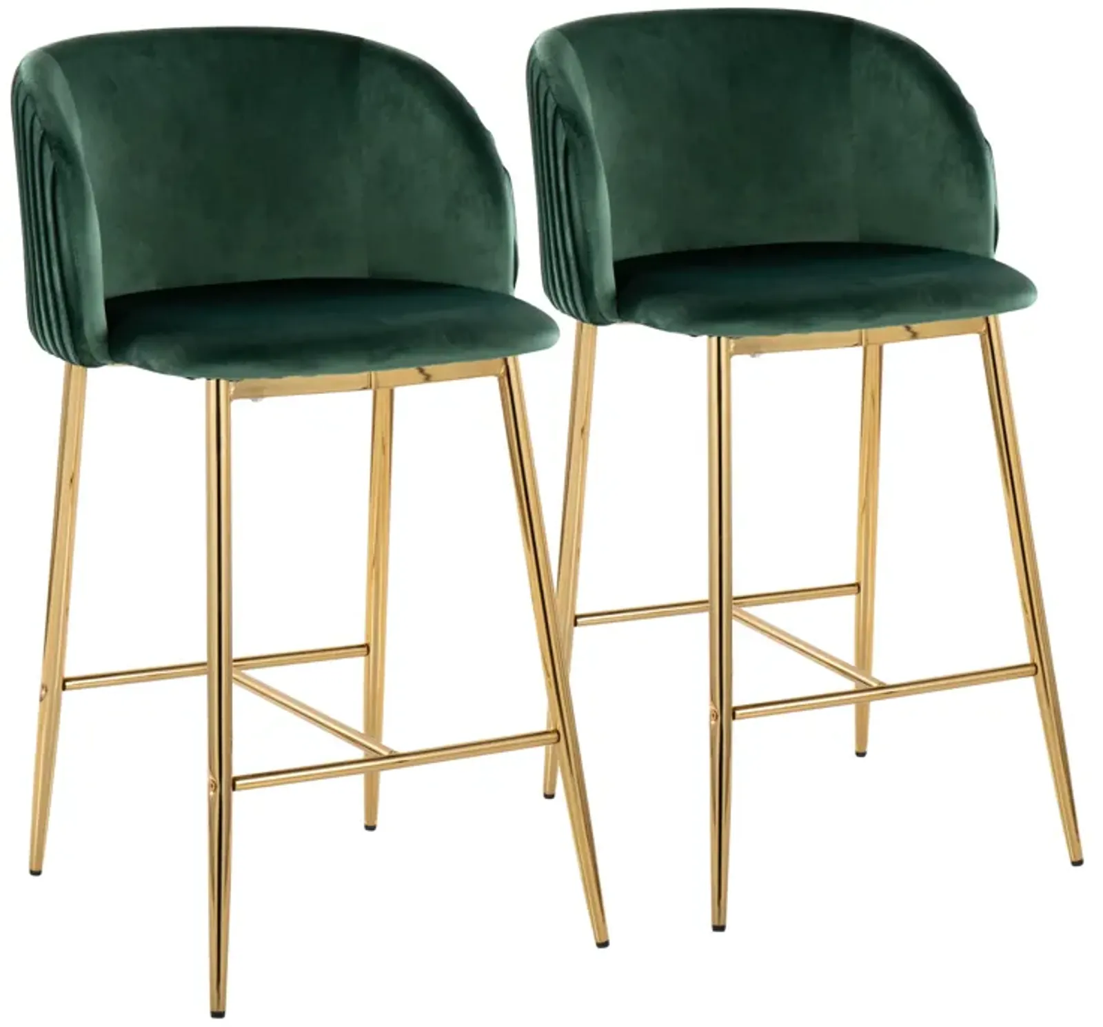 Fran - Pleated Contemporary / Glam Fixed Height Counter Stool (Set of 2)