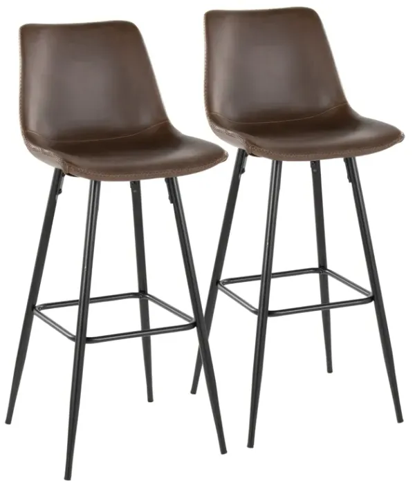 Durango - Industrial / Urban Fixed Height Barstool Square Footrest (Set of 2) - Black / Espresso