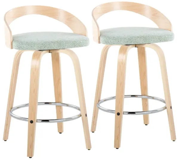 Grotto - Contemporary Fixed Height Counter Stool With Swivel With Round Footrest (Set of 2)