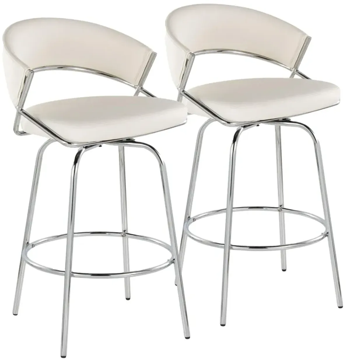 Jie - Fixed Height, Contemporary Counter Stool With Swivel Round Footrest (Set of 2)