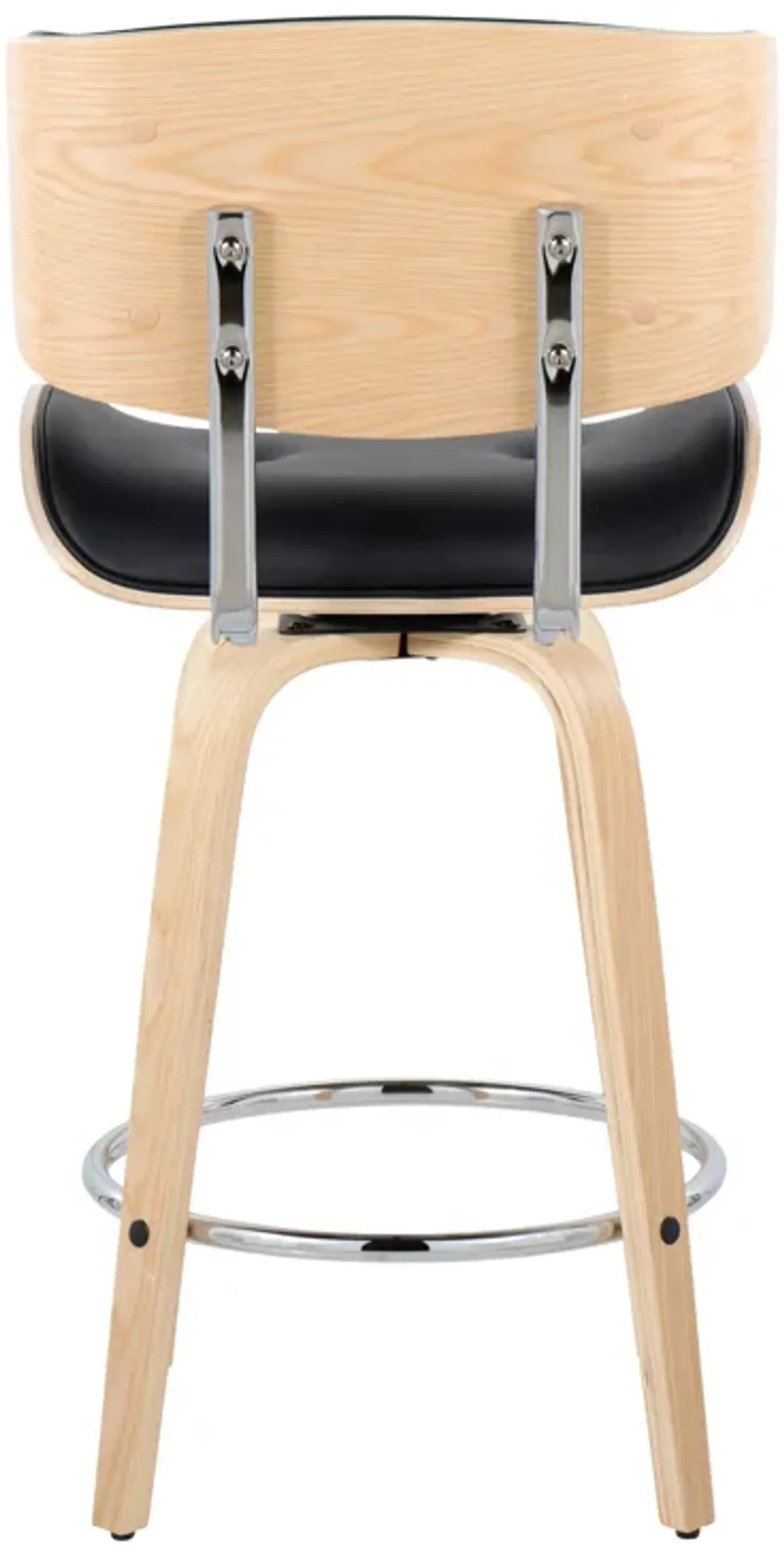 Lombardi - Mid Century Modern Fixed Height Counter Stool With Swivel With Round Footrest (Set of 2)