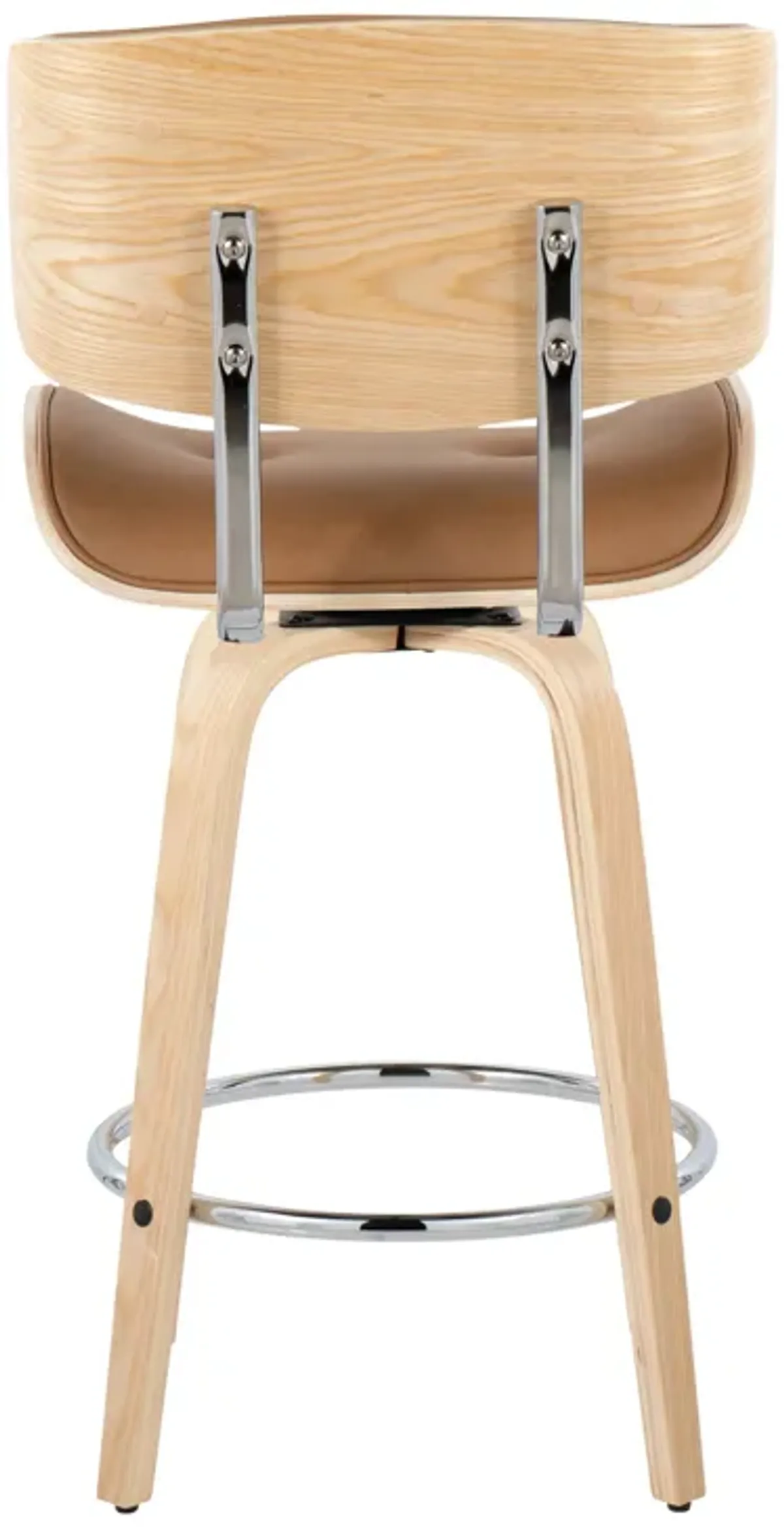 Lombardi - Mid Century Modern Fixed Height Counter Stool With Swivel With Round Footrest (Set of 2)