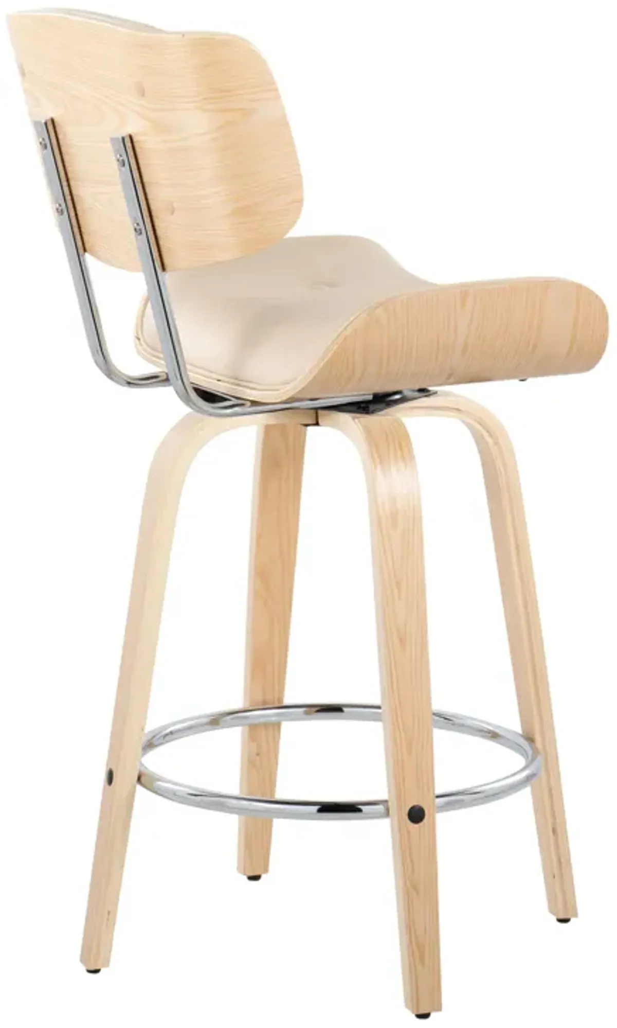 Lombardi - Mid Century Modern Fixed Height Counter Stool With Swivel With Round Footrest (Set of 2)