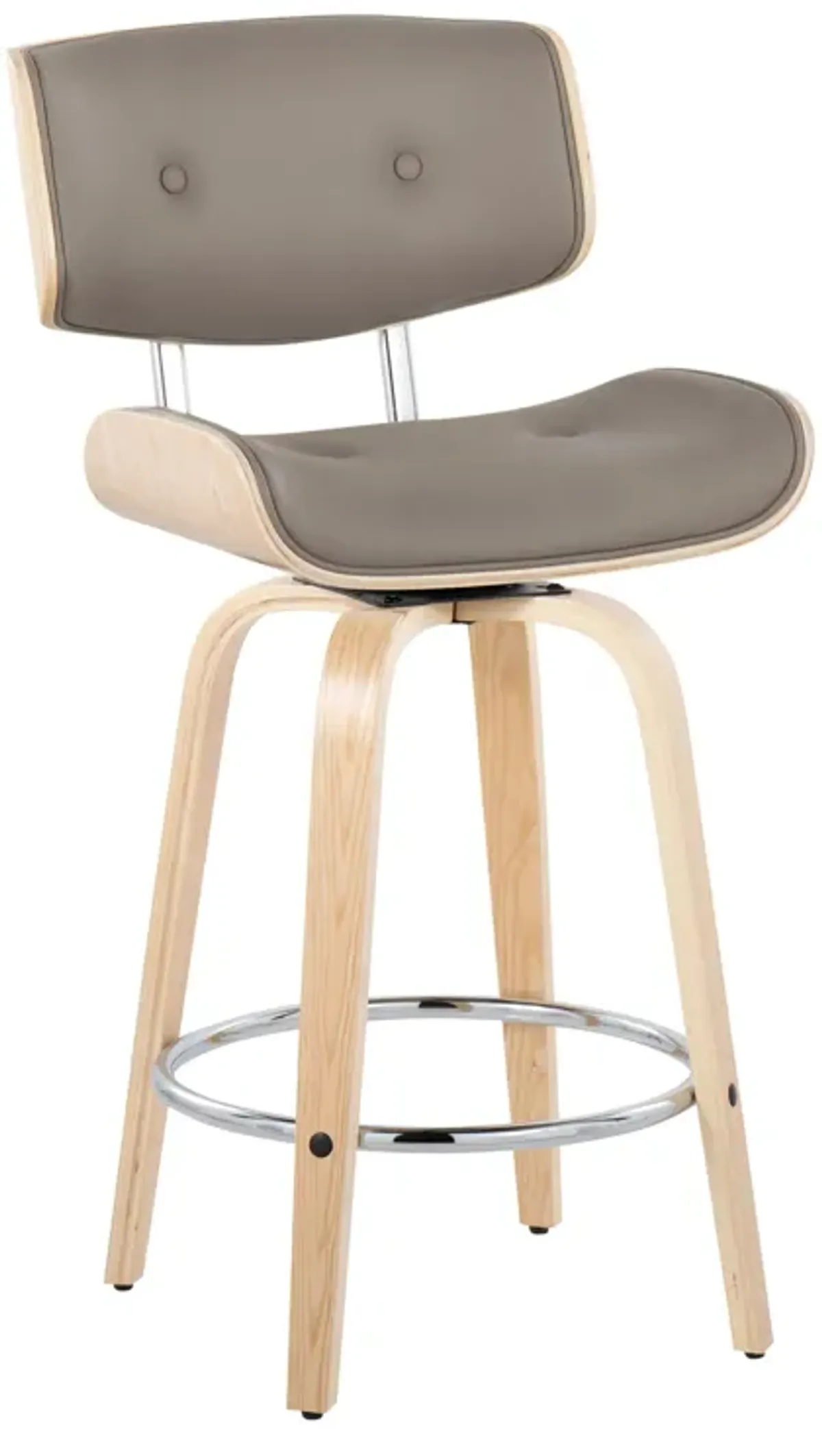 Lombardi - Mid Century Modern Fixed Height Counter Stool With Swivel With Round Footrest (Set of 2)