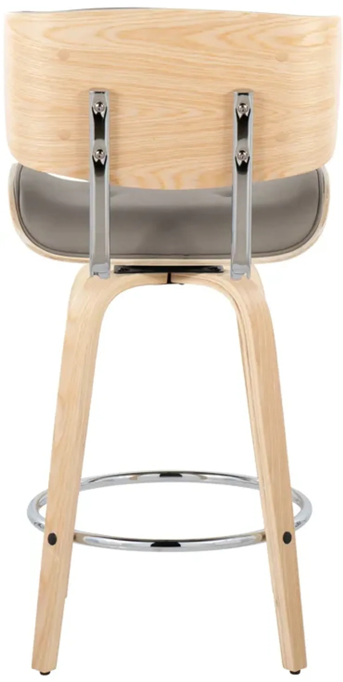 Lombardi - Mid Century Modern Fixed Height Counter Stool With Swivel With Round Footrest (Set of 2)