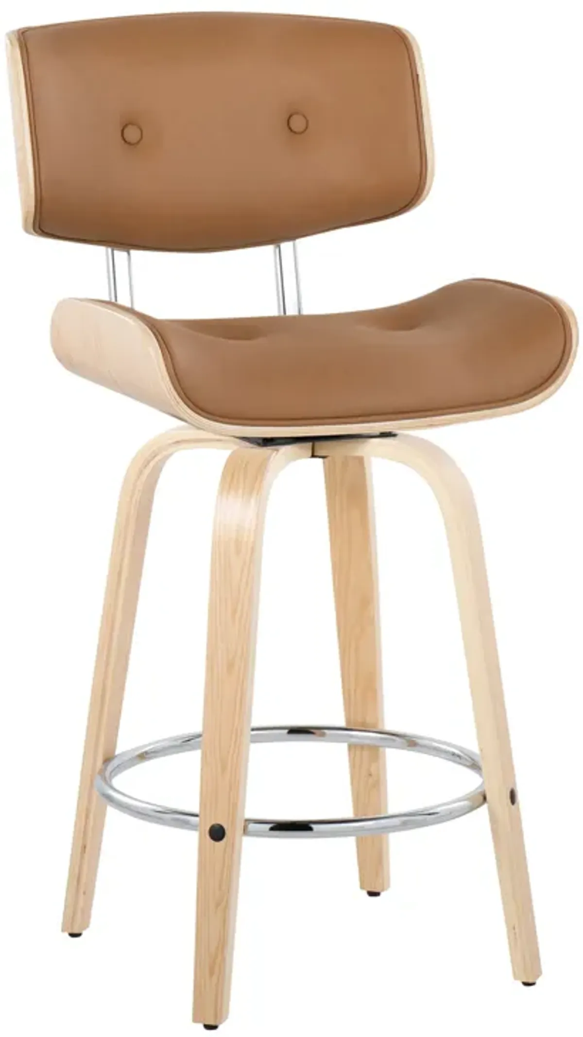 Lombardi - Mid Century Modern Fixed Height Counter Stool With Swivel With Round Footrest (Set of 2)