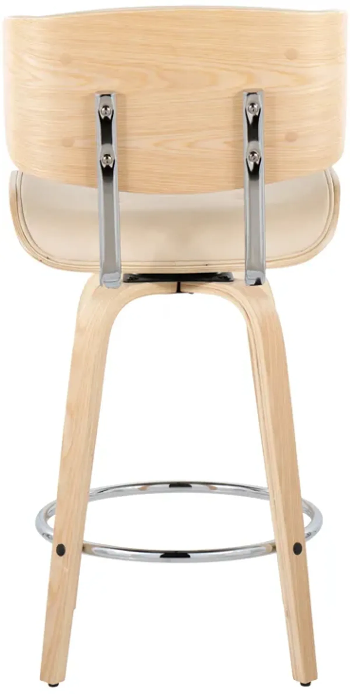 Lombardi - Mid Century Modern Fixed Height Counter Stool With Swivel With Round Footrest (Set of 2)