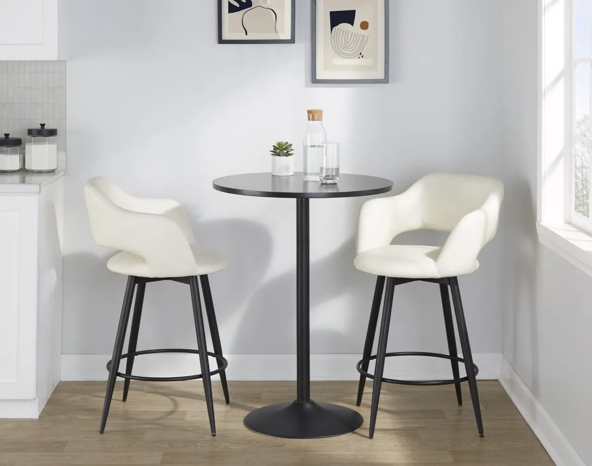 Margarite - Contemporary Fixed Height Counter Stool With Swivel With Round Footrest (Set of 2)