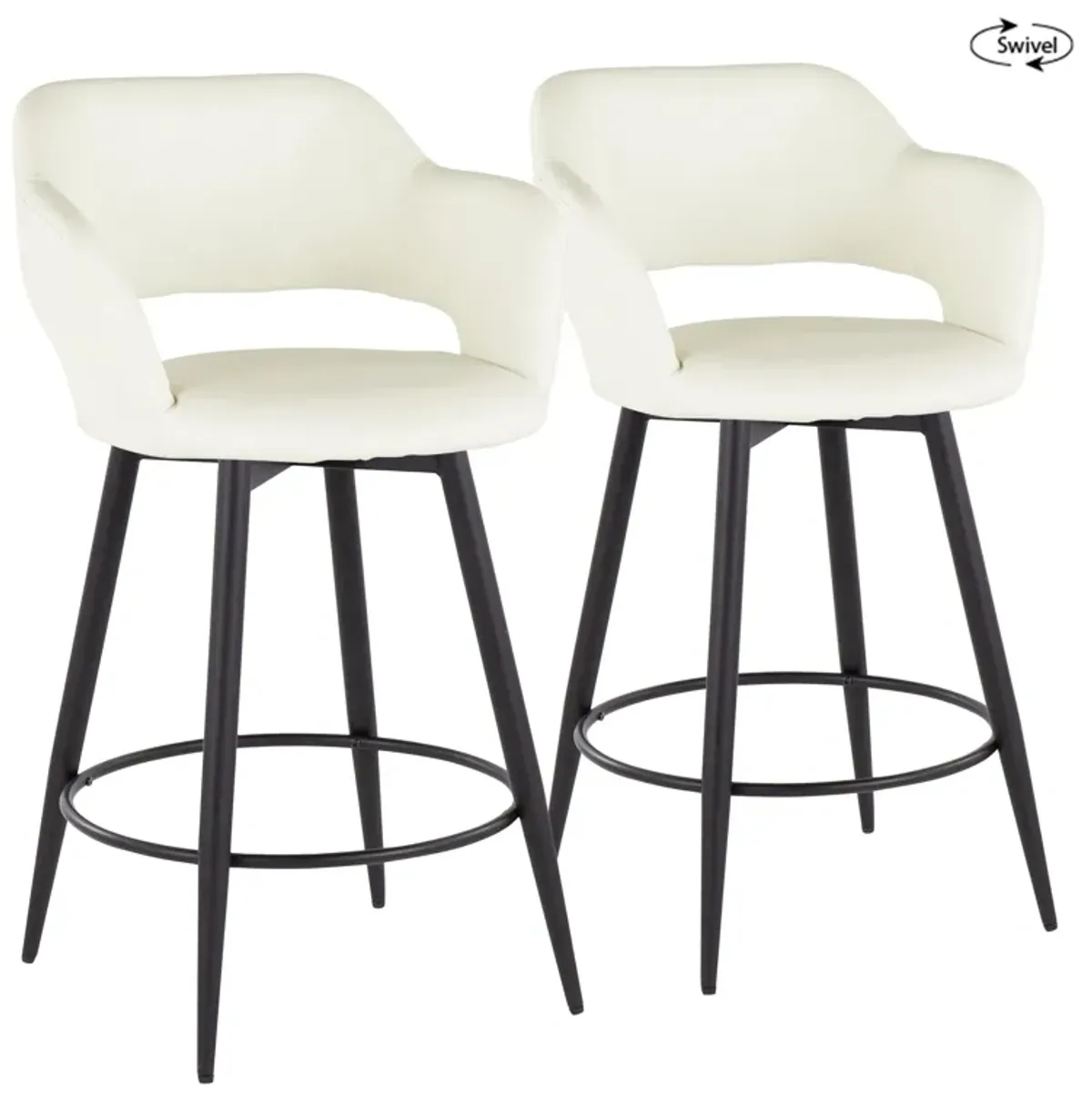 Margarite - Contemporary Fixed Height Counter Stool With Swivel With Round Footrest (Set of 2)