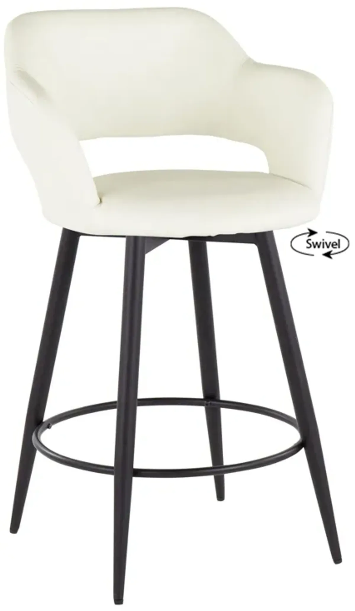 Margarite - Contemporary Fixed Height Counter Stool With Swivel With Round Footrest (Set of 2)