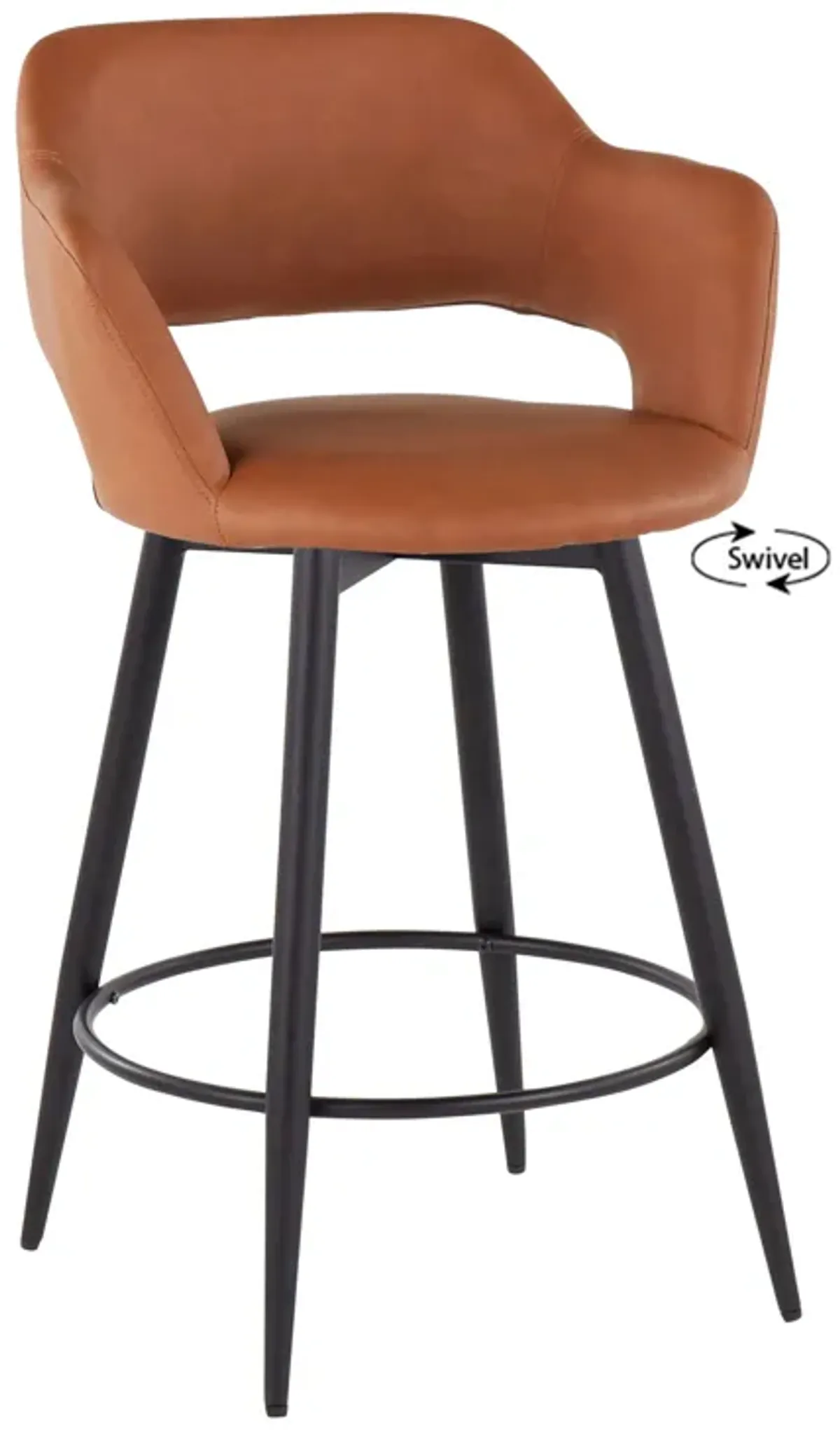 Margarite - Contemporary Fixed Height Counter Stool With Swivel With Round Footrest (Set of 2)