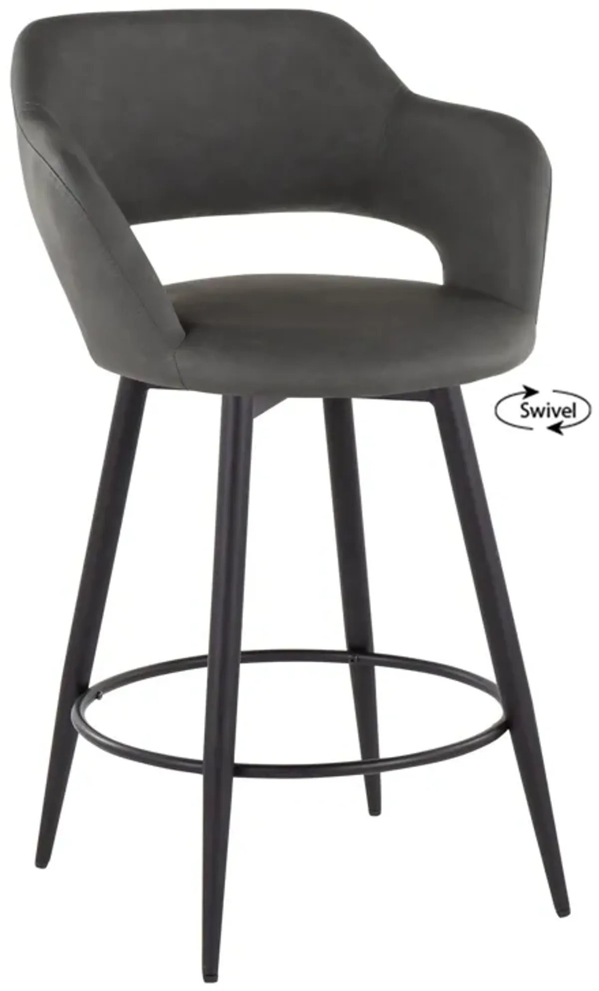 Margarite - Contemporary Fixed Height Counter Stool With Swivel With Round Footrest (Set of 2)