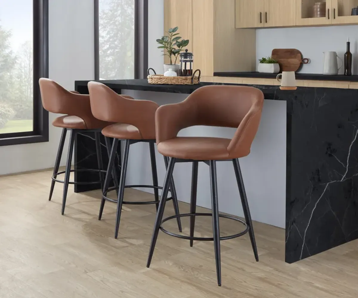 Margarite - Contemporary Fixed Height Counter Stool With Swivel With Round Footrest (Set of 2)