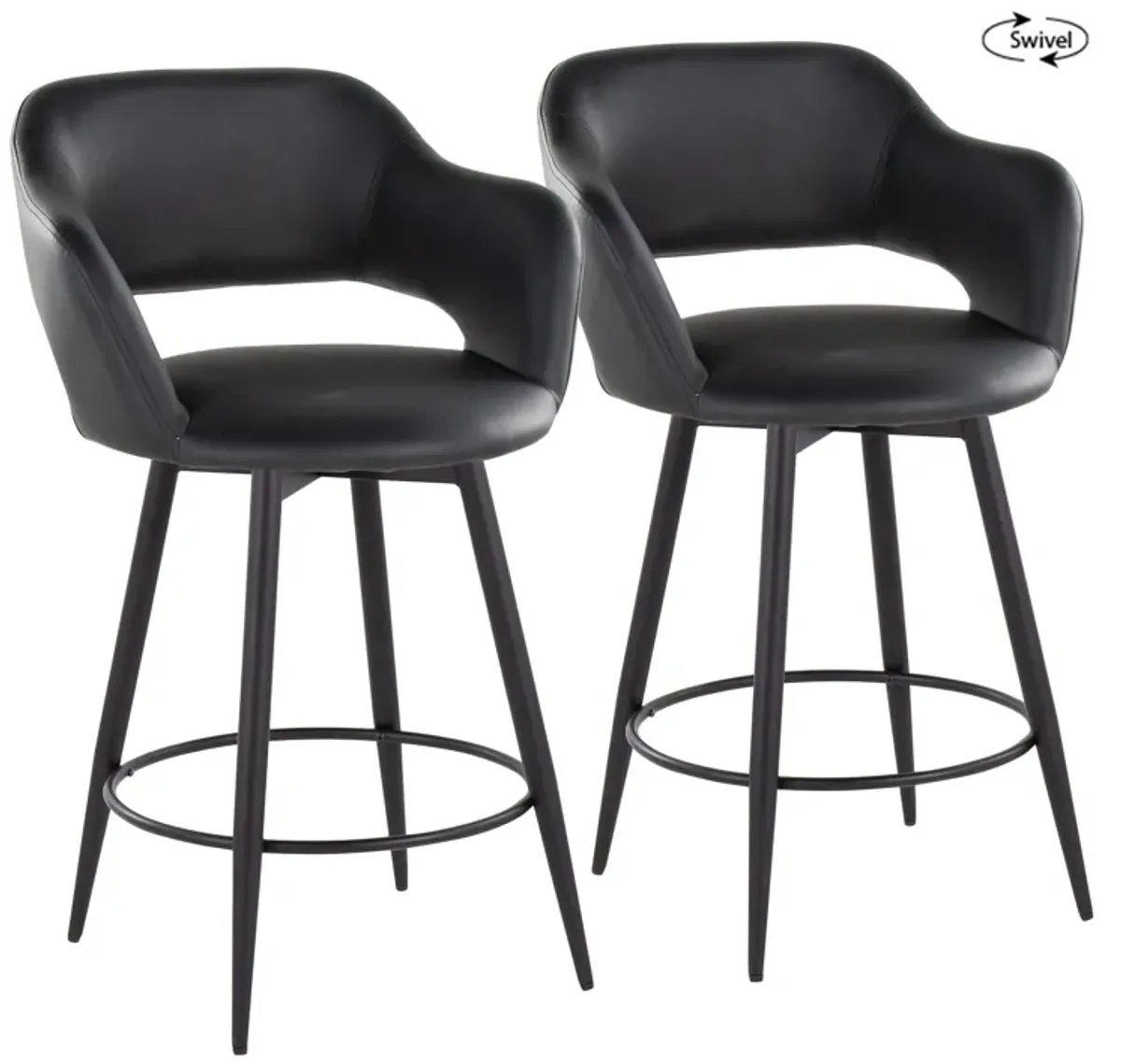 Margarite - Contemporary Fixed Height Counter Stool With Swivel With Round Footrest (Set of 2)