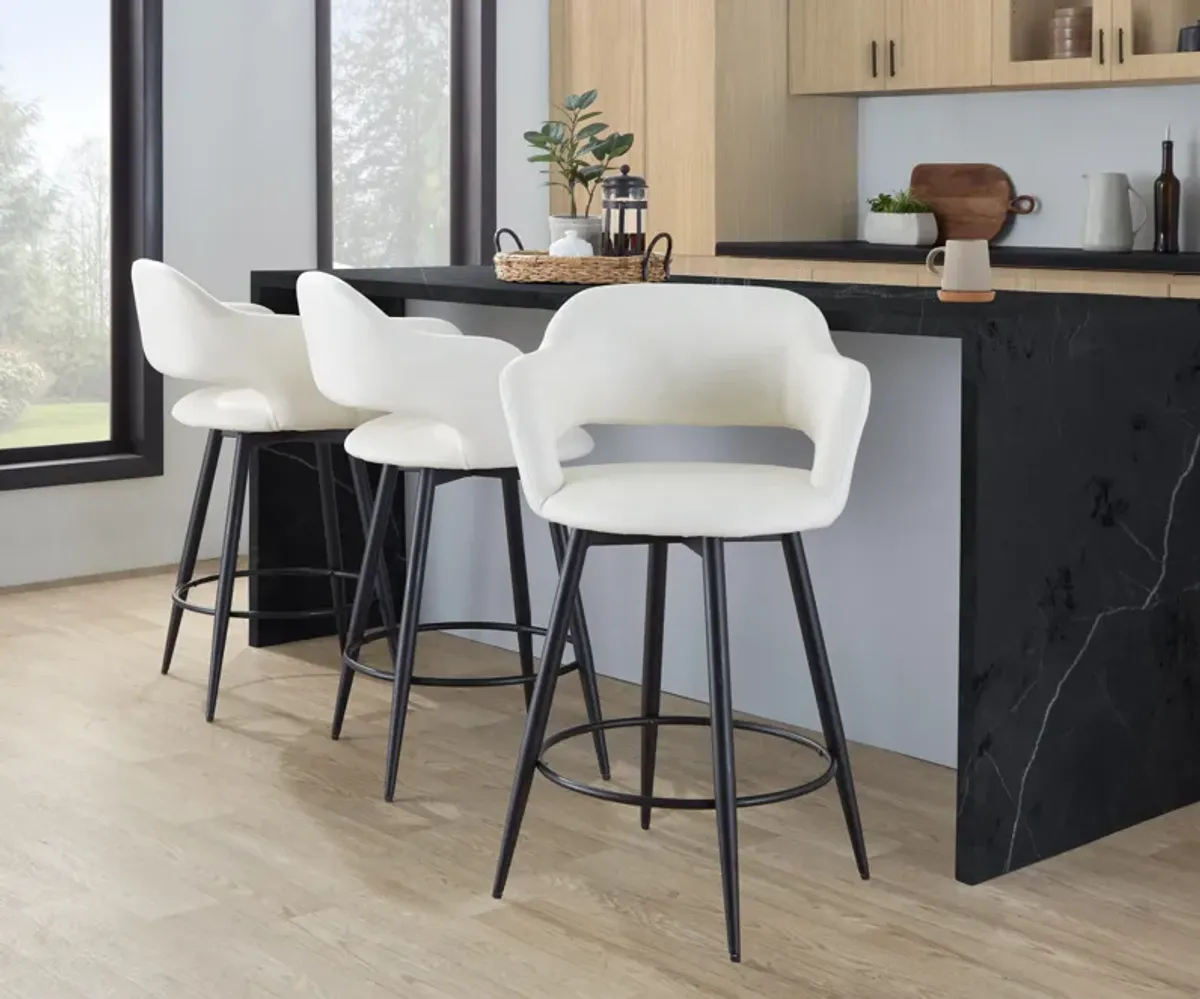 Margarite - Contemporary Fixed Height Counter Stool With Swivel With Round Footrest (Set of 2)