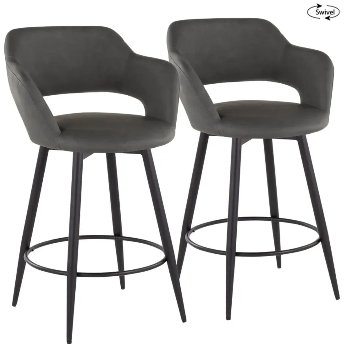 Margarite - Contemporary Fixed Height Counter Stool With Swivel With Round Footrest (Set of 2)