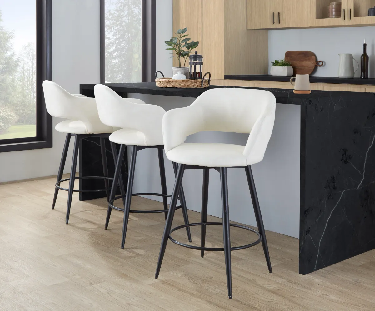 Margarite - Contemporary Fixed Height Counter Stool With Swivel With Round Footrest (Set of 2)