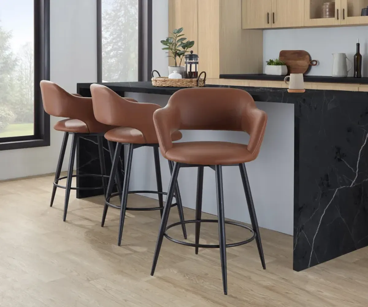 Margarite - Contemporary Fixed Height Counter Stool With Swivel With Round Footrest (Set of 2)