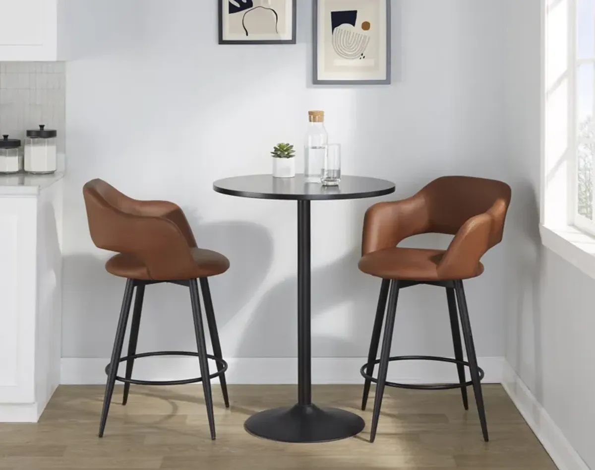 Margarite - Contemporary Fixed Height Counter Stool With Swivel With Round Footrest (Set of 2)