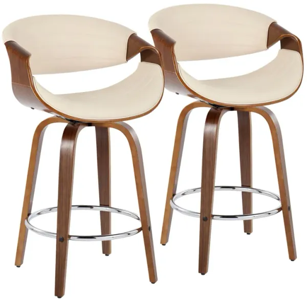 Symphony - Mid Century Modern Fixed Height Counter Stool & Swivel With Round Footrest (Set of 2)