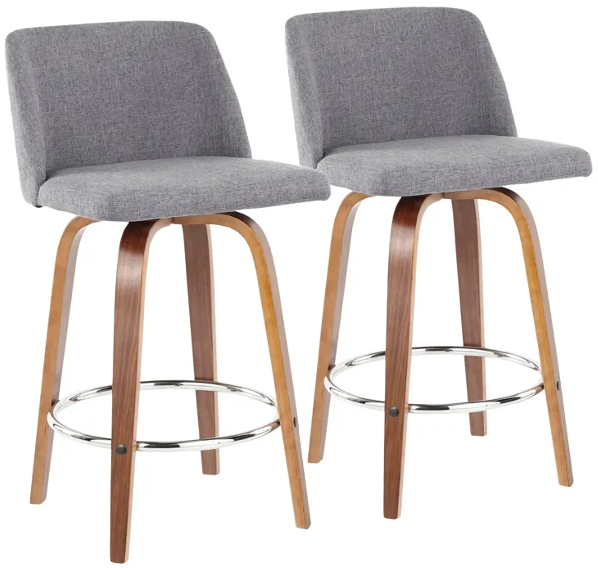 Toriano - Mid-Century Modern Fixed Height Counter Stool With Round Footrest (Set of 2)