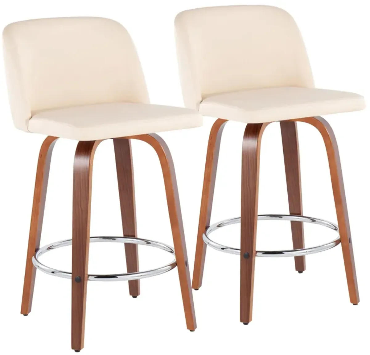 Toriano - Mid-Century Modern Fixed Height Counter Stool With Round Footrest (Set of 2)